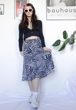 90S GRUNGE Y2K VINTAGE ANIMAL ZEBRA PRINT SHEER SUMMER SKIRT