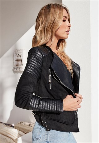 BLACK VEGAN LEATHER BIKER JACKET