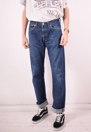 LEVI'S 501 MENS VINTAGE JEANS W32 L34 BLUE 90S