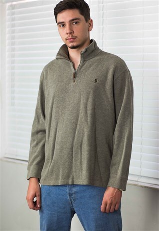 VINTAGE POLO RALPH LAUREN 1/4 ZIP JUMPER SWEATSHIRT XL 20.2