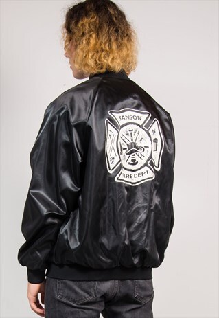90'S VINTAGE BLACK SAMSON ALABAMA USA BASEBALL JACKET