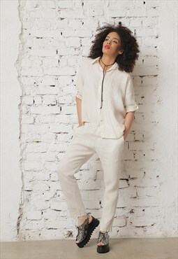 Classic linen trousers in tapered leg fit 
