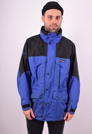 BERGHAUS MENS VINTAGE WINDBREAKER JACKET LARGE BLUE 90'S