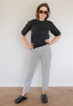 Vintage 80's Grey/White Checked Cotton Trousers