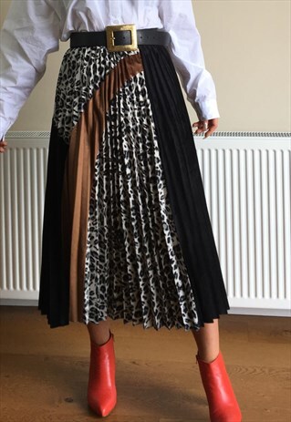 PRINT MIX PLEATED SKIRT