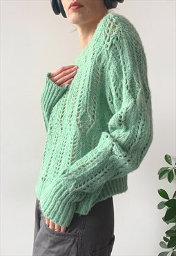 Vintage Y2K 00's Pastel Green Mint Fairy Knit Sweater Jumper