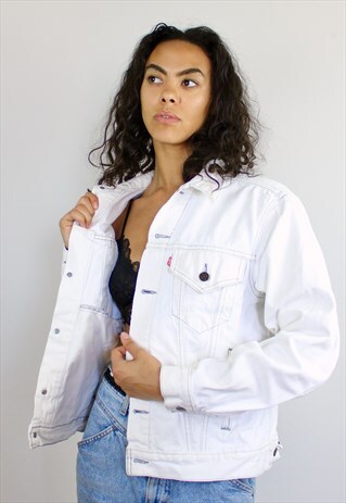 VINTAGE 90S LEVI'S WHITE DENIM JACKET WHITE
