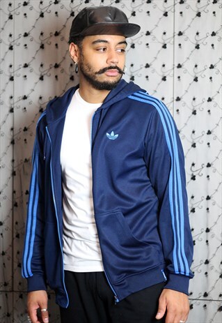 VINTAGE ADIDAS ORIGINALS HOODED LOGO SPORTS JACKET