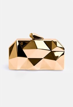 Melanie geometric pattern clutch bag in gold