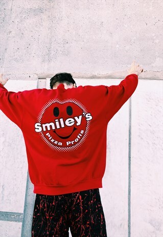 VINTAGE 90S RED PIZZA SWEATSHIRT