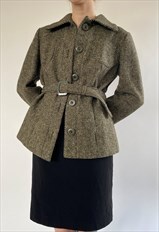 Vintage Wool Belted Jacket Size Medium 