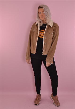 BEIGE VINTAGE CORDUROY SHERPA JACKET GDF922