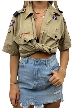 Vintage Boy scouts embroidered short sleeved unique shirt