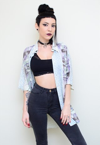 VINTAGE 90'S INDIE ABSTRACT PATTERNED OVERSIZED SHIRT