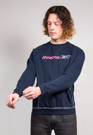 90'S VINTAGE NAVY BLUE REEBOK SWEATER SWEATSHIRT