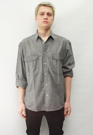 VINTAGE 90' AWESOME CLASSIC GREY DENIM SHIRT