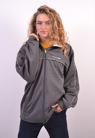 VINTAGE REEBOK TRACKSUIT TOP JACKET GREY