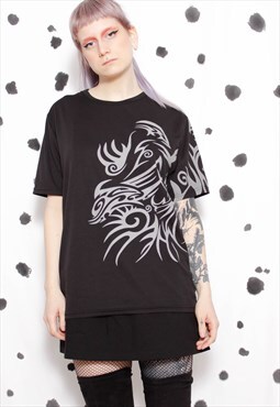 90s grunge y2k goth sports black dragon tattoo nonfi t-shirt