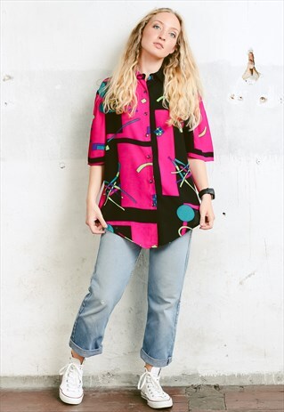 VINTAGE 80S PATTERNED BLOUSE