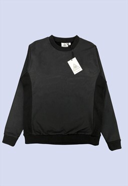 Black Ribbed Pullover Casual Sweatshirt Jumper