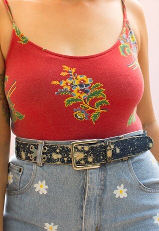 VINTAGE 90'S DENIM EYELET BLEACH BELT