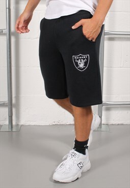 Vintage NFL Raiders Shorts in Black Lounge Sportswear Medium