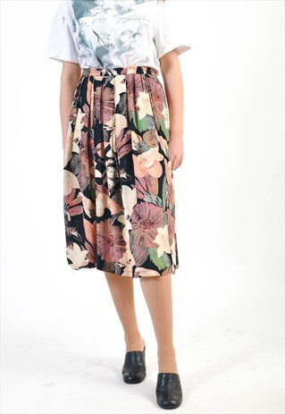 VINTAGE 90S MIDI SKIRT IN FLOWER PRINT