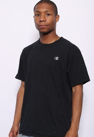 VINTAGE CHAMPION CHEST LOGO T-SHIRT BLACK