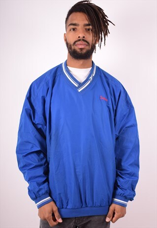 REEBOK MENS VINTAGE PULLOVER TRACKSUIT TOP XL BLUE 90S