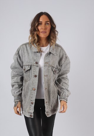VINTAGE LEVIS DENIM JACKET OVERSIZED GREY UK 20 XXXL (L1K)