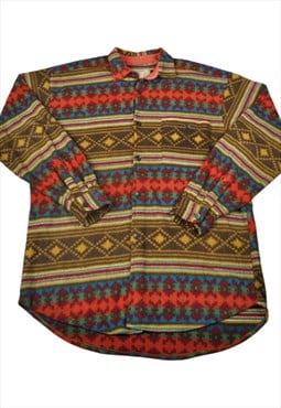 Vintage Shirt Fleece Retro Pattern Multi Large