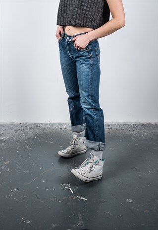 VINTAGE HIGH-WAISTED LEVI'S BLUE PAINT MOM JEANS