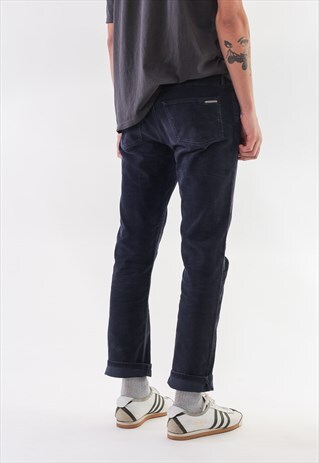 BURBERRY BRIT CORDUROY DENIM PANTS TROUSERS NAVY BLUE