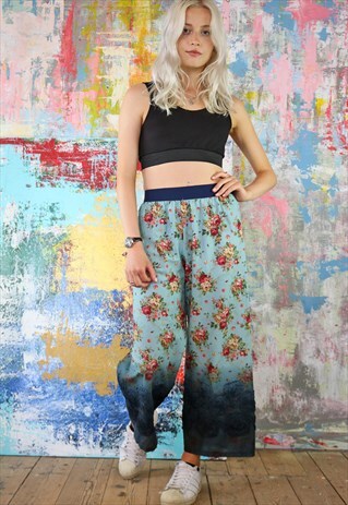 CROP TROUSERS IN DIP DYED VINTAGE FLOWER