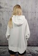 COW FLEECE PATCH HOODIE PREMIUM RAVE ANIMAL PULLOVER WHITE