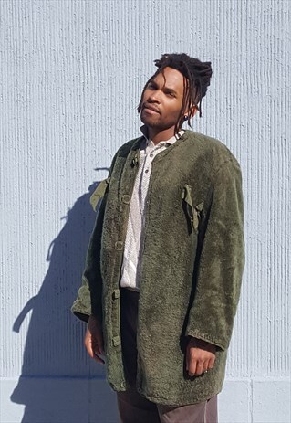 VINTAGE GRUNGE MILITARY GREEN REVERSIBLE COAT LINER