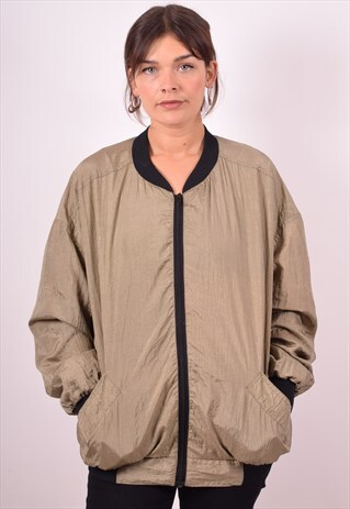 WOMENS VINTAGE BOMBER JACKET XL KHAKI 90S