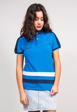 90'S VINTAGE BLUE TOMMY HILFIGER POLO T-SHIRT