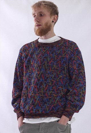 VINTAGE MENS MISSONI SPORT AZTEC KNIT JUMPER SWEATER