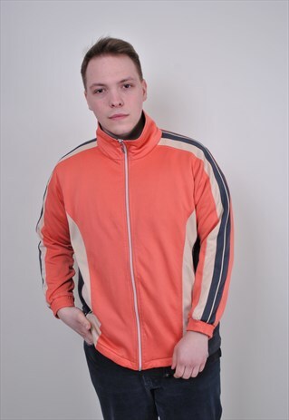VINTAGE ORANGE HIGH NECK SPORT JACKET, 90S TRACK SUIT JACKET