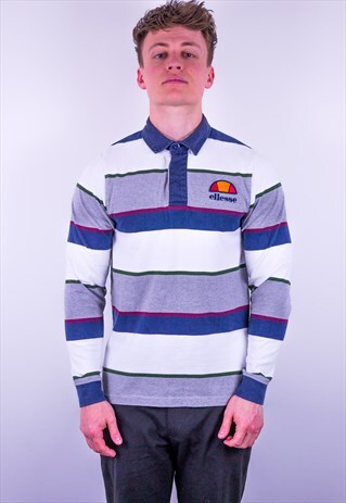 VINTAGE ELLESSE STRIPED RUGBY POLO SHIRT