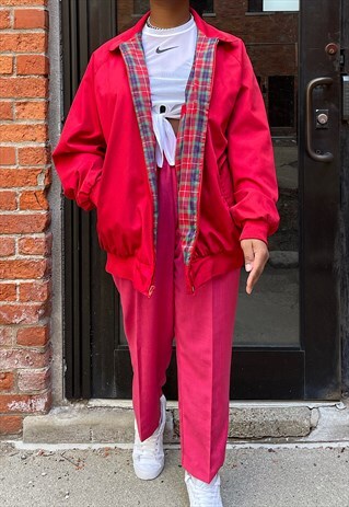 VINTAGE 90S OVERSIZED RED PLAID LINED JACKET (2X)