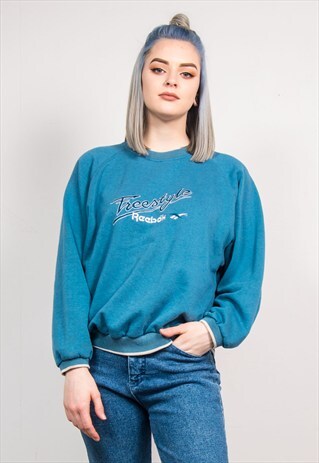 VINTAGE 90'S REEBOK FREESTYLE BLUE SWEATSHIRT JUMPER