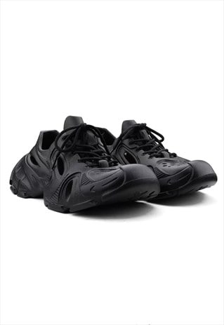 FUTURISTIC SNEAKERS EDGY TRAINERS CATWALK SHOES IN BLACK