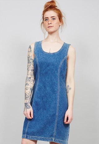 DENIM PINAFORE 90'S VINTAGE DRESS