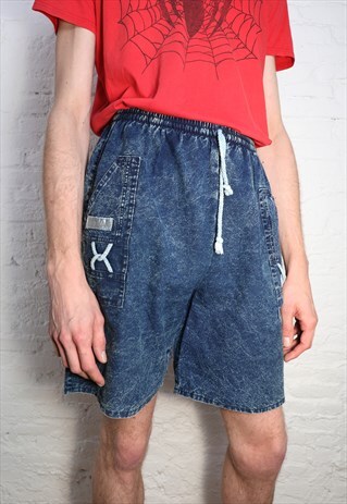 VINTAGE DENIM PRINT SHORTS