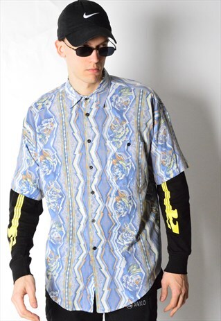 VINTAGE 80S PASTEL FLOWER SHORT SLEEVE SHIRT