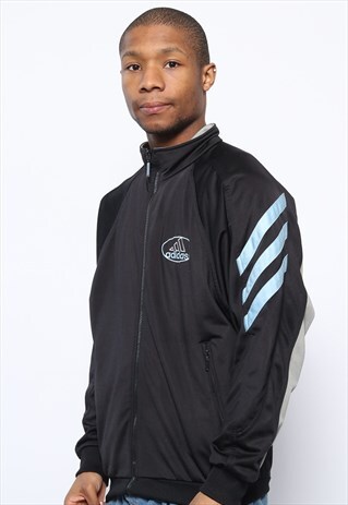 VINTAGE ADIDAS LOGO TRACK JACKET BLACK