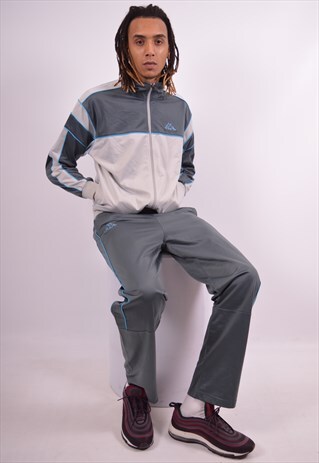 KAPPA MENS VINTAGE FULL TRACKSUIT LARGE GREY 90S