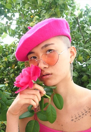 HOT PINK WOOL BERET